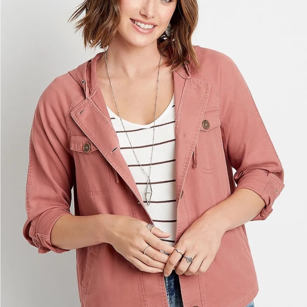 Maurices Soft Dusty Pink Open Front Jacket